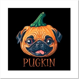 Pugkin Halloween Pumpkin Pug Dog Lover Funny Posters and Art